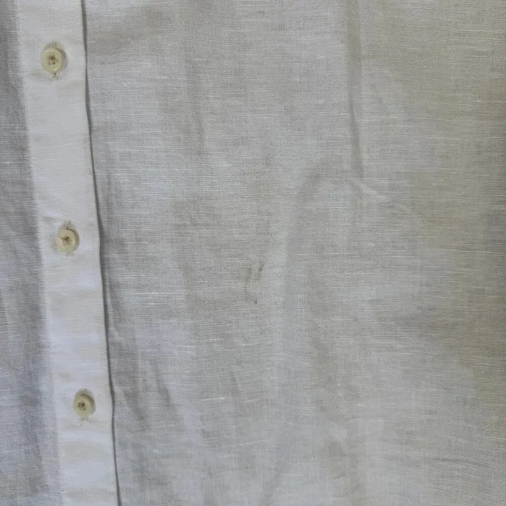 J.Crew Relaxed-Fit Beach Shirt 2XS White Swim Cover Up Linen Blend Long Sleeve